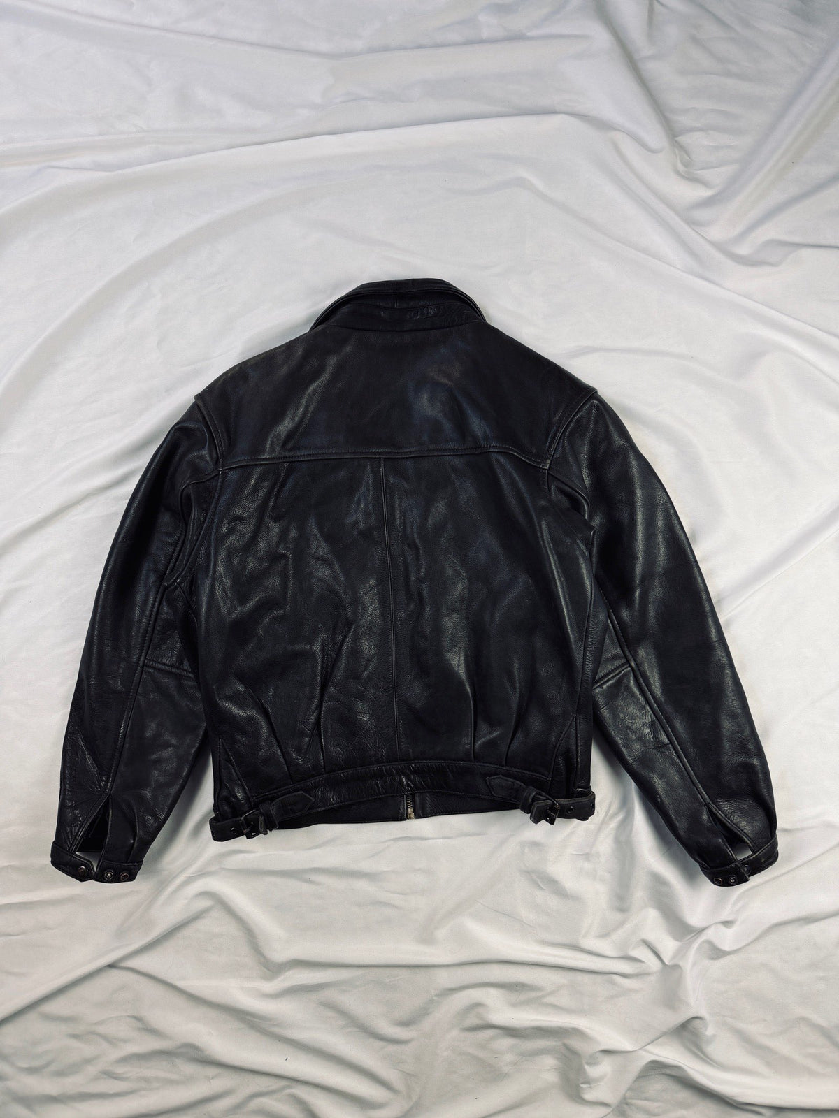 1990' Black cropped heavy leather jacket