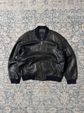 Basic black bomber 90s leather jacket