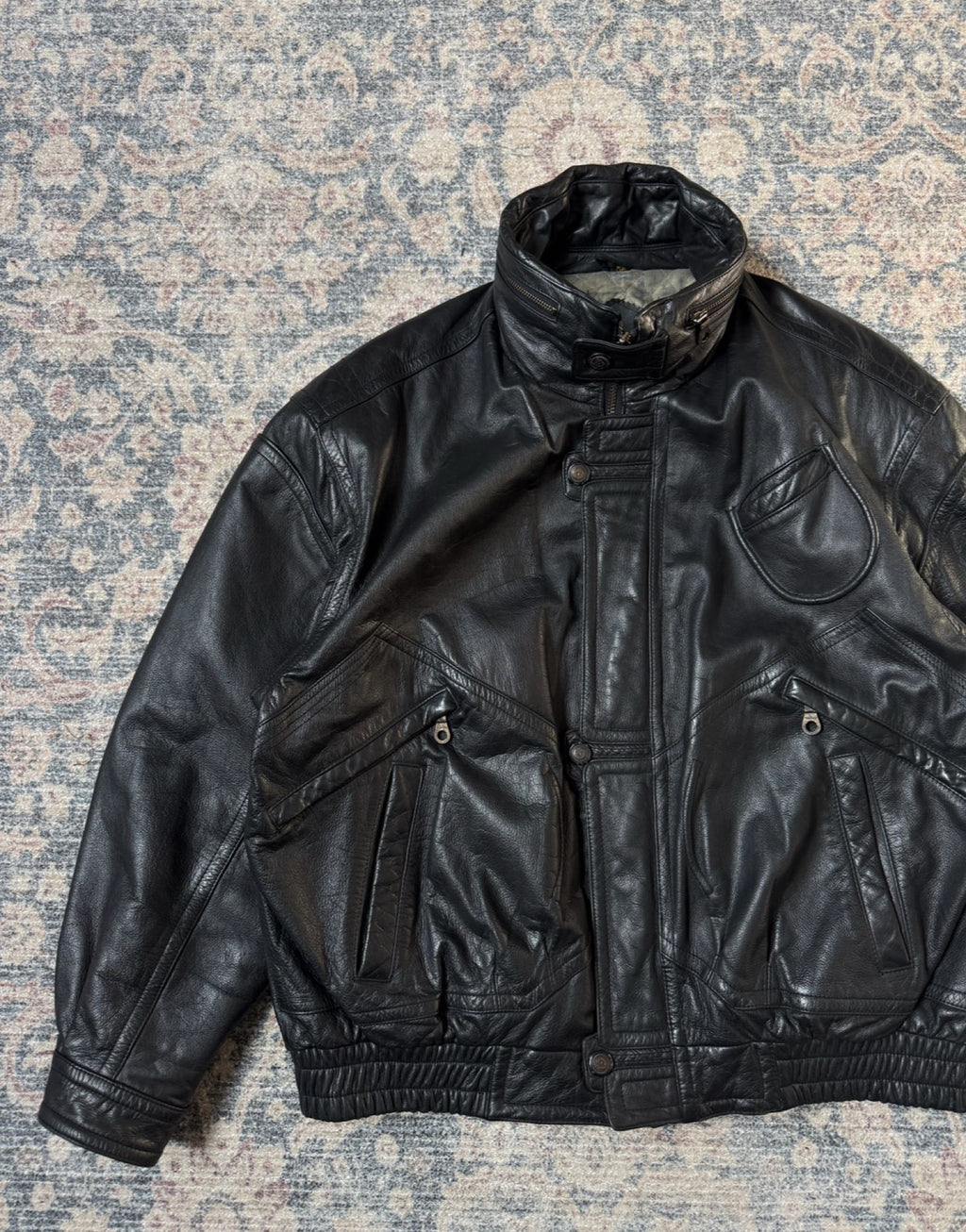 Retro 90s heavy oversized leather jacket