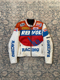 Vintage Repsol Honda racing biker leather jacket