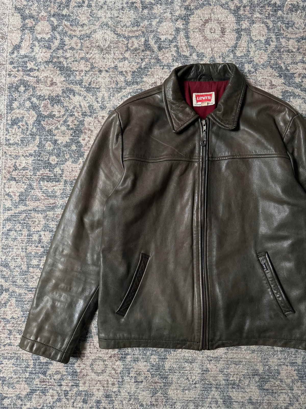 Levis 90s USA grey straight cut leather jacket