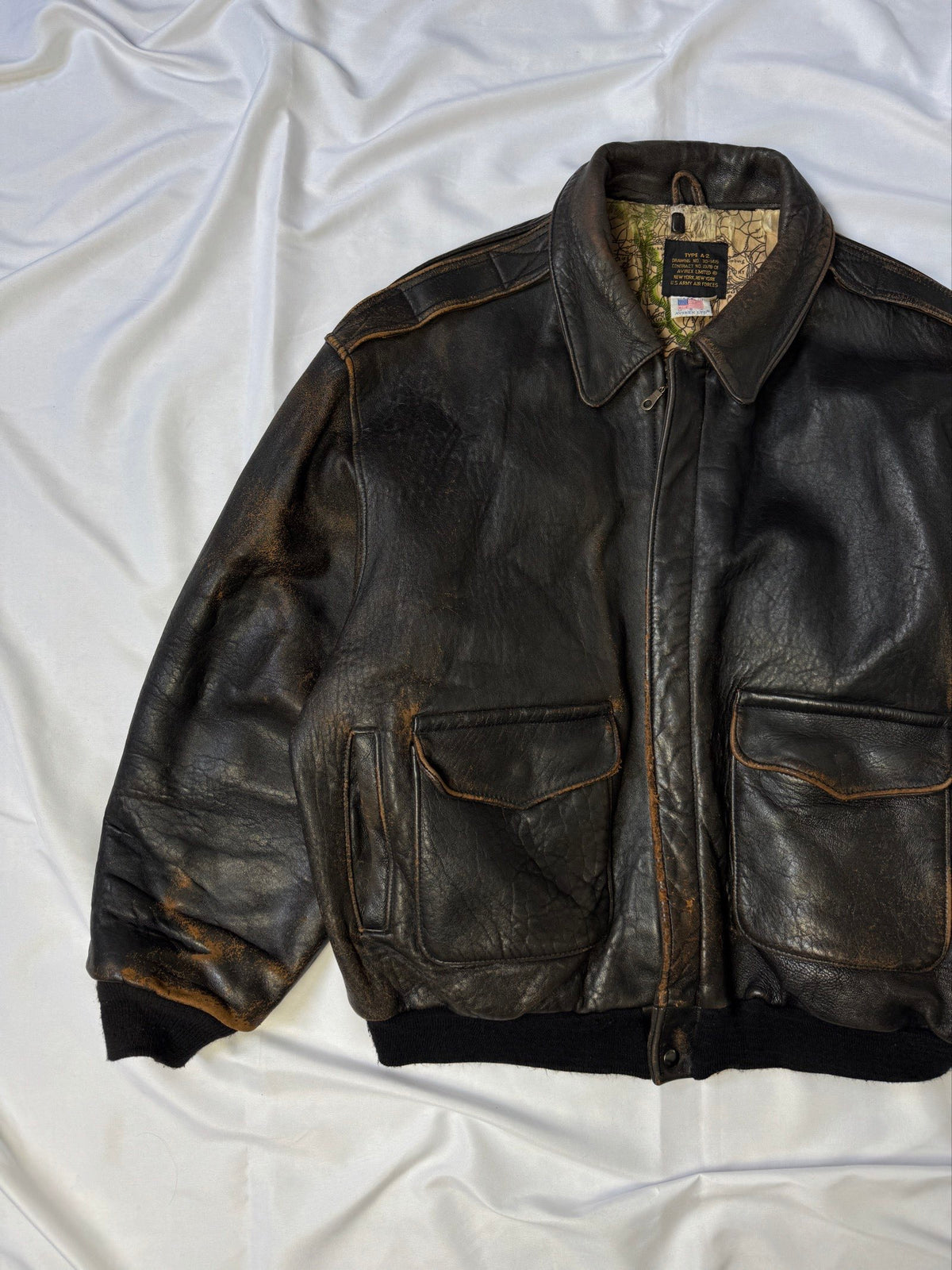 1970' Avirex A-2 Type Bomber Heavy Flight Jacket USA