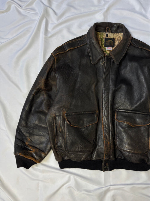 1970' Avirex A-2 Type Bomber Heavy Flight Jacket USA