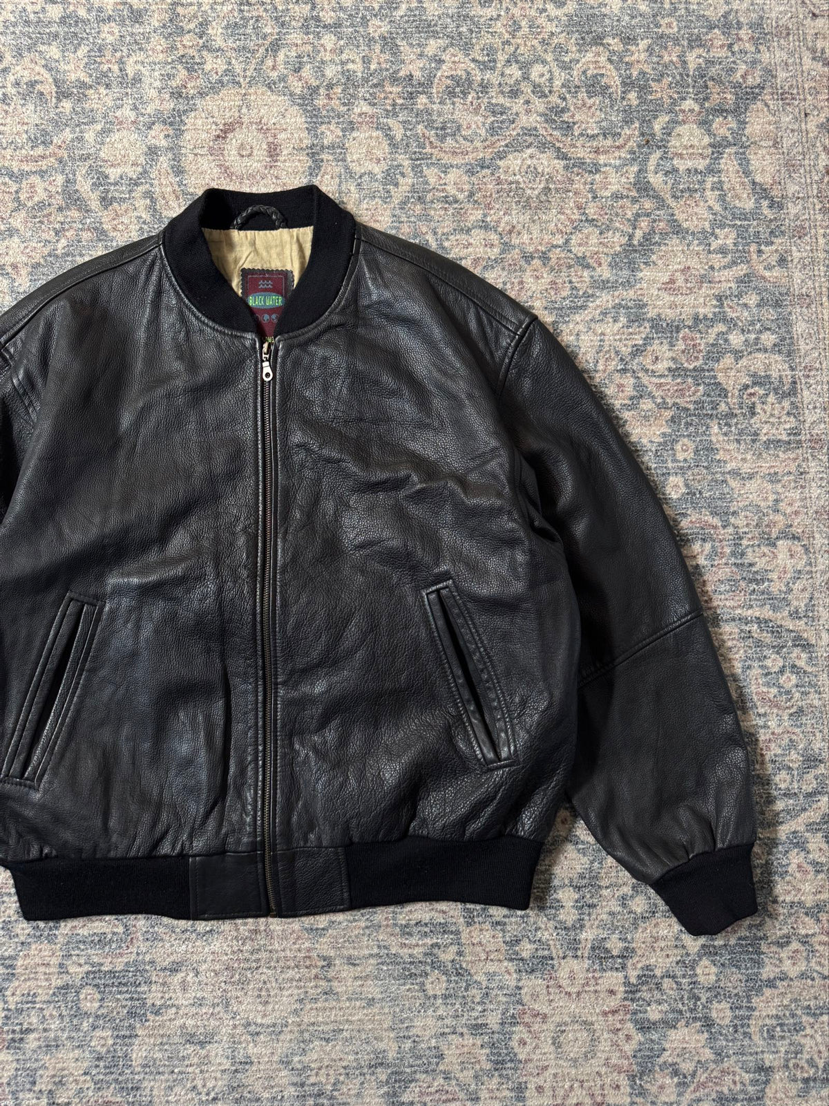 Vintage basic bomber flyers leather jacket oversized