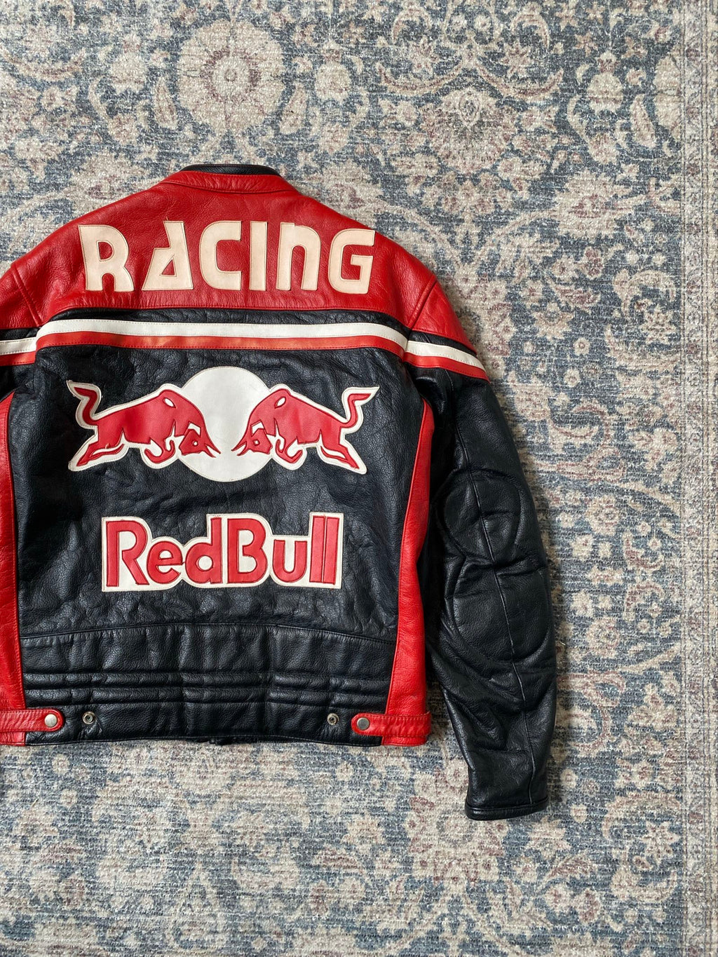 Vintage Red Bull racing biker leather jacket