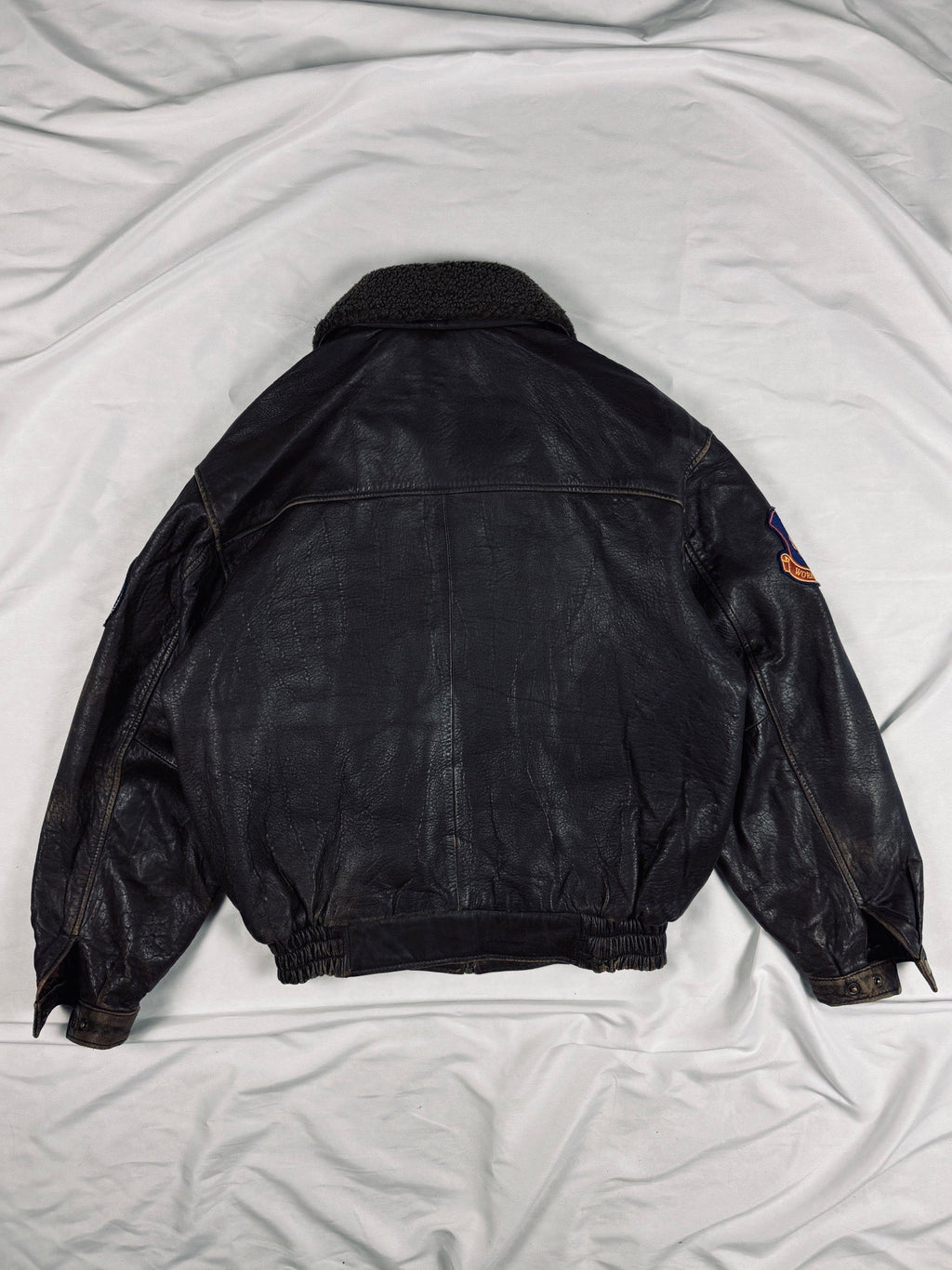 Bomber 00s workwear heavy leather jacket