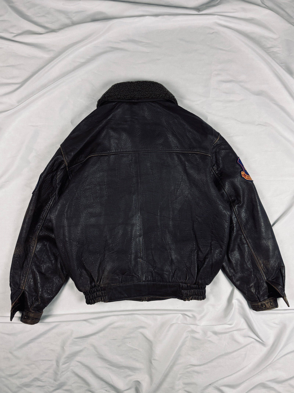 Bomber 00s workwear heavy leather jacket