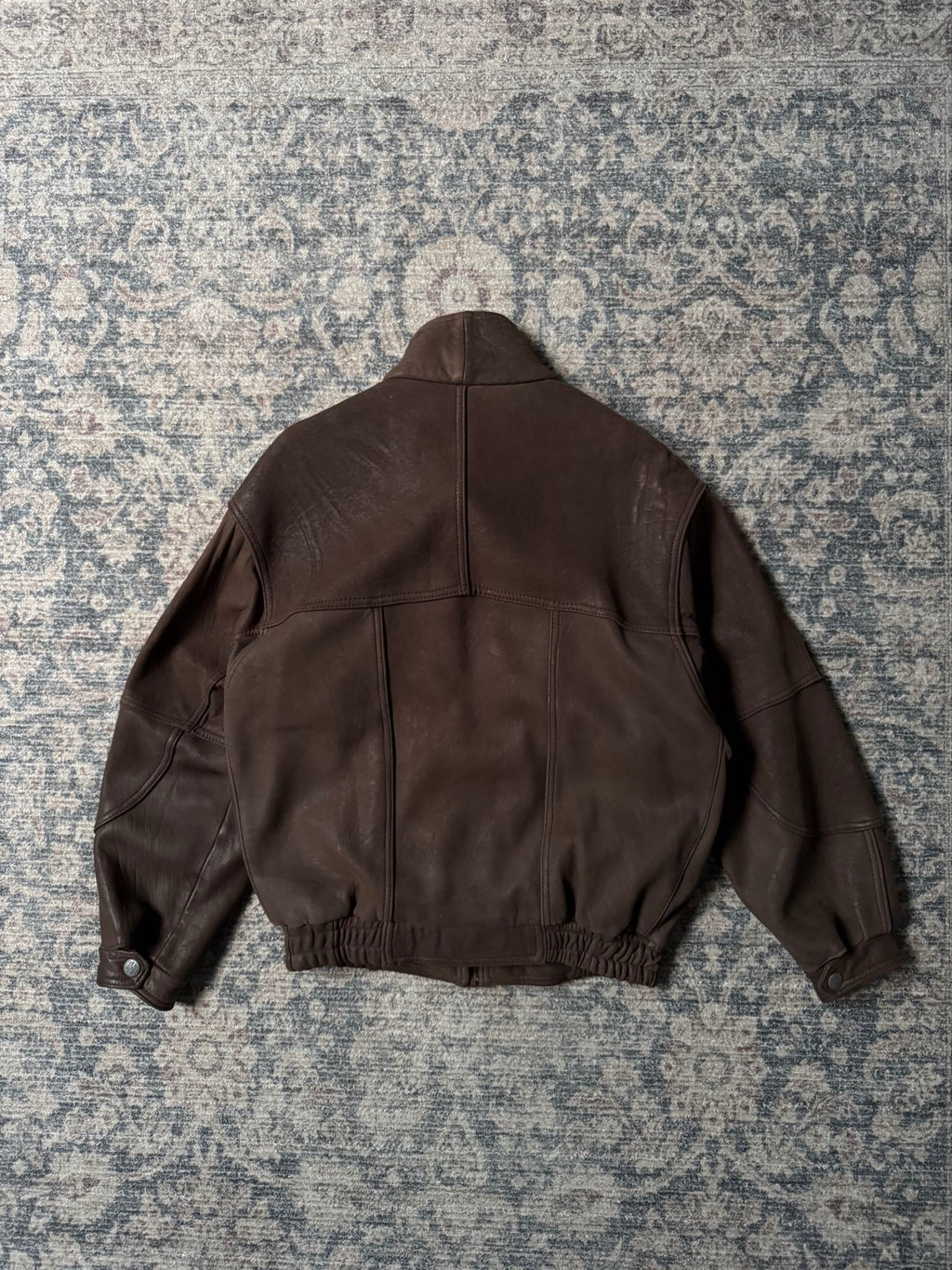 retro heavy brown oversized bomber leather jacket
