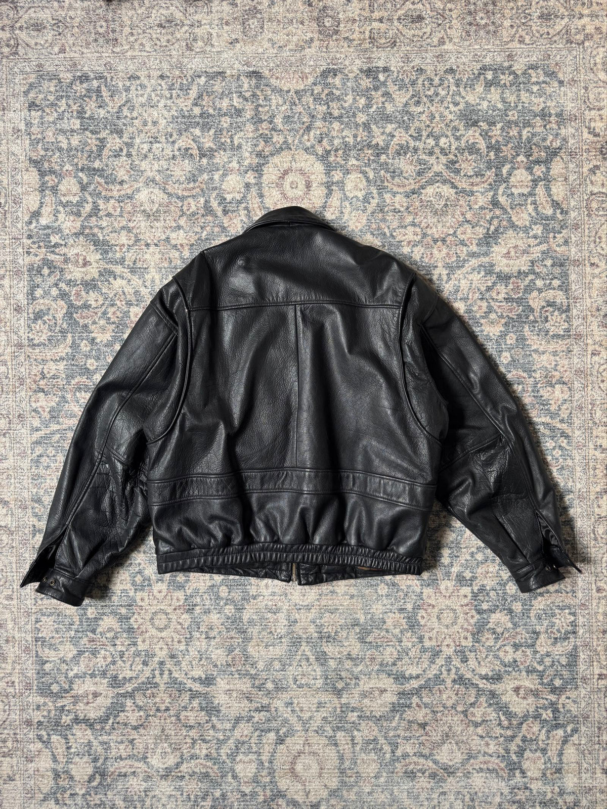 Wilson black heavy bomber leather jacket