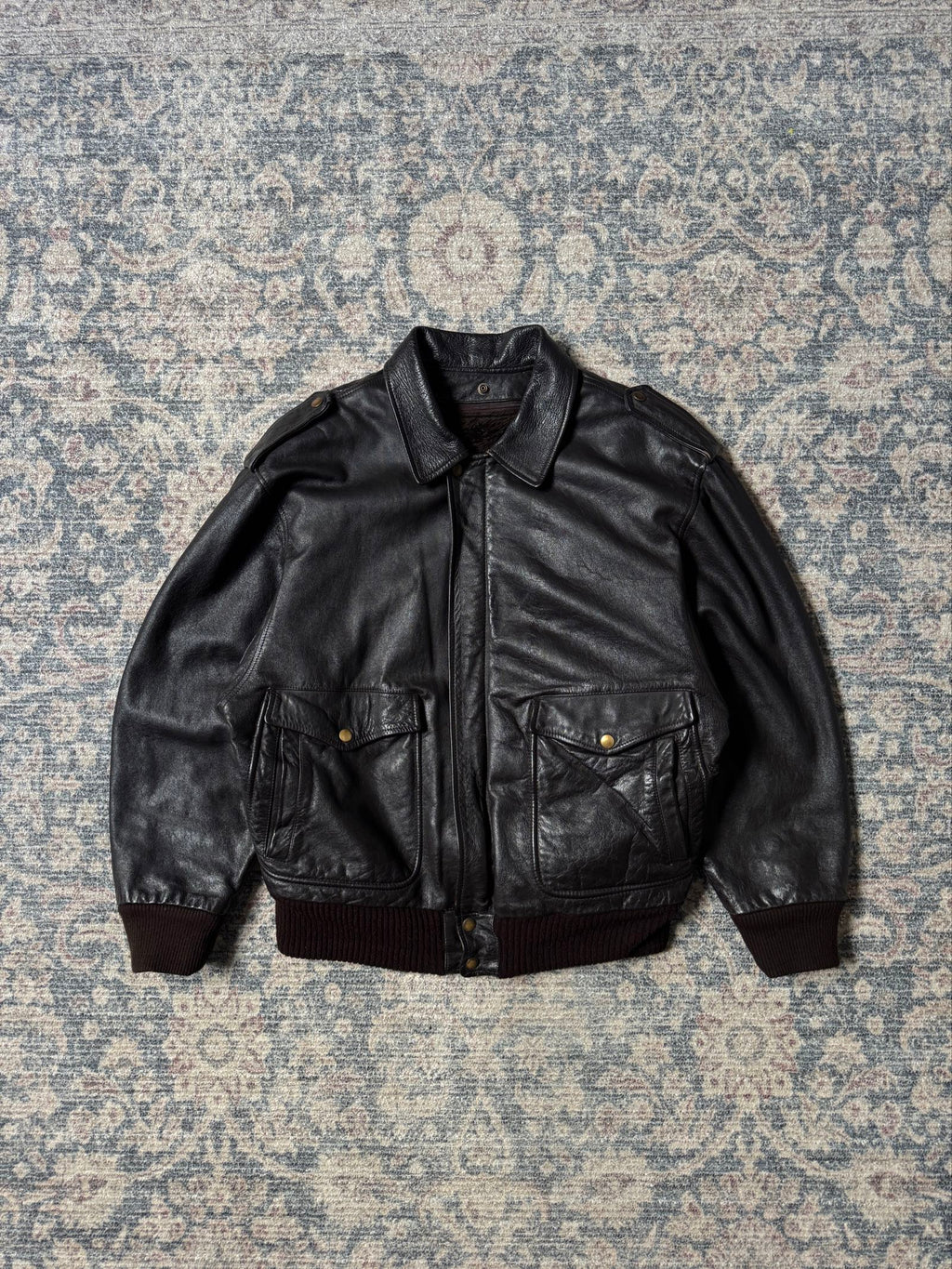 1990' A-2 brown aviator bomber leather jacket