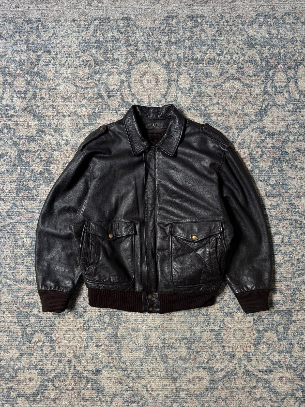 1990' A-2 brown aviator bomber leather jacket