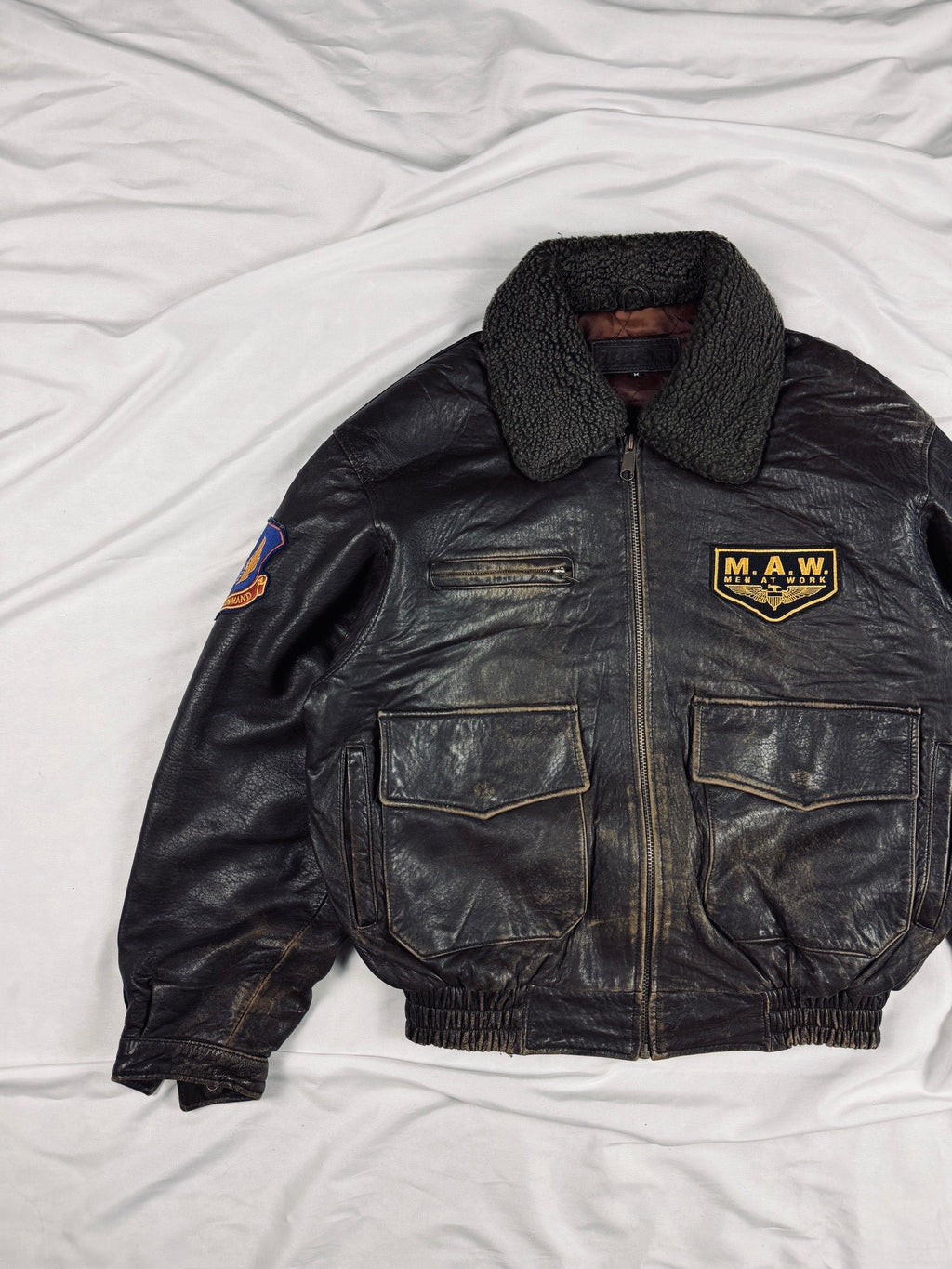 Bomber 00s workwear heavy leather jacket