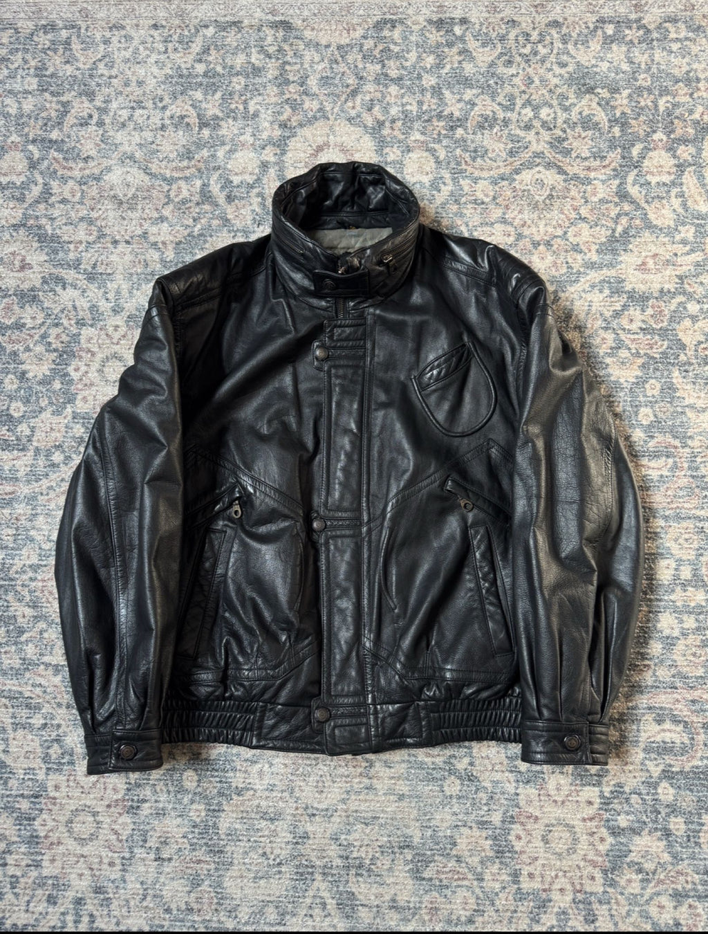 Retro 90s heavy oversized leather jacket
