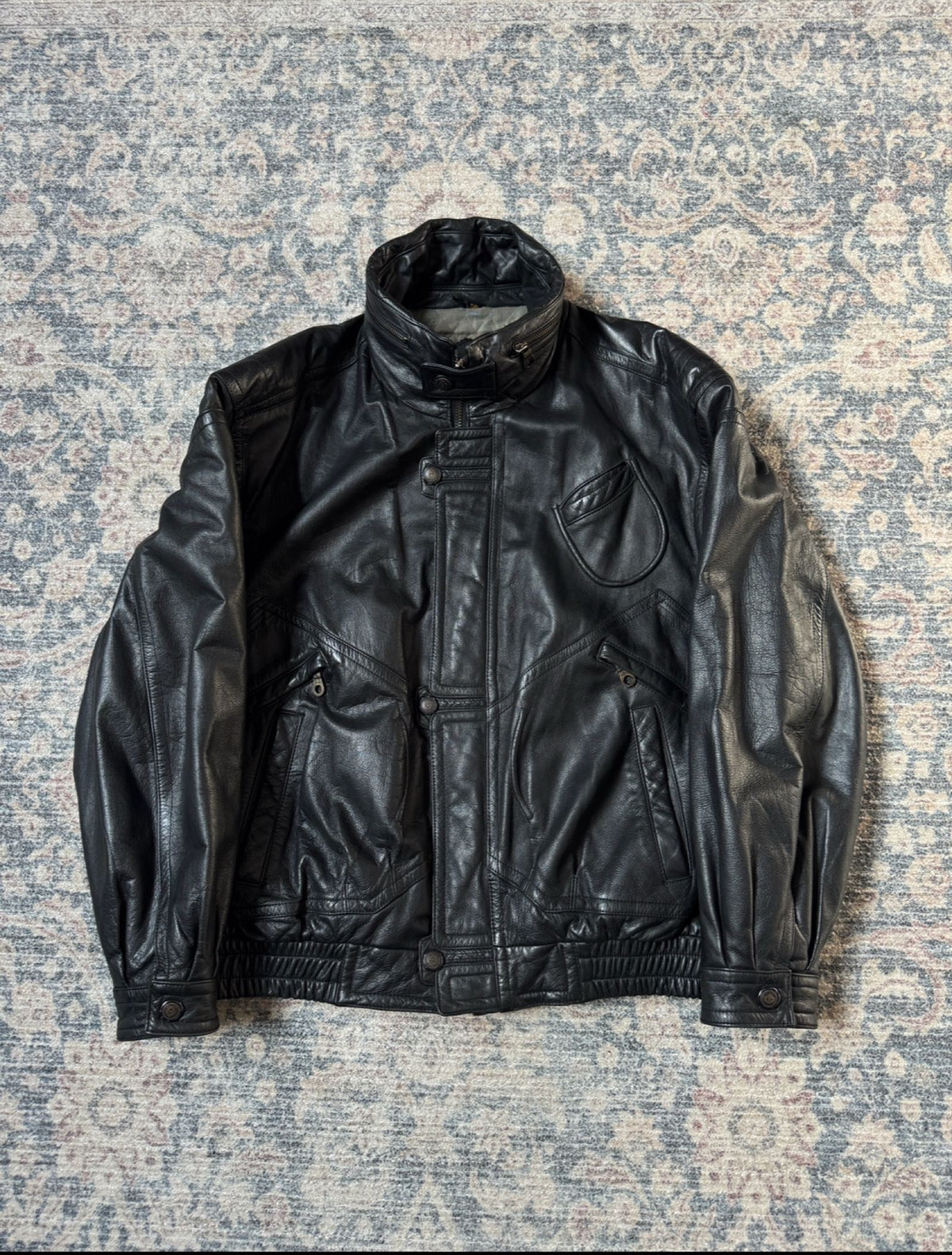Retro 90s heavy oversized leather jacket