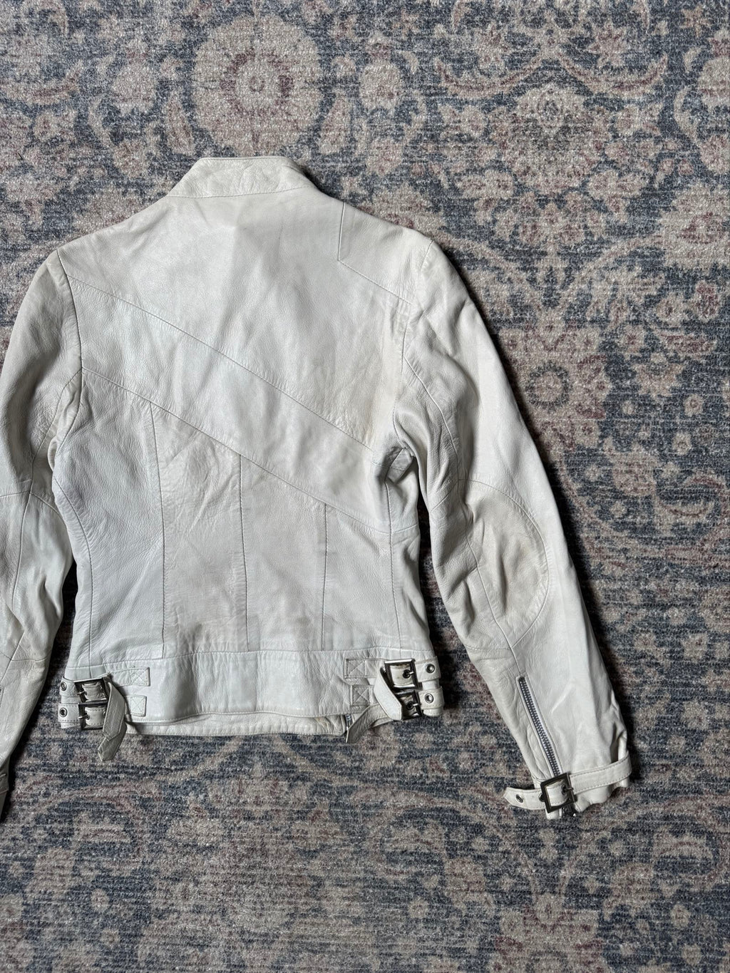 y2k white cropped biker leather jacket