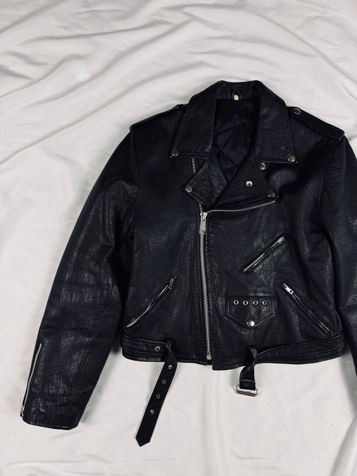 Japanese 90s black leather biker jacket