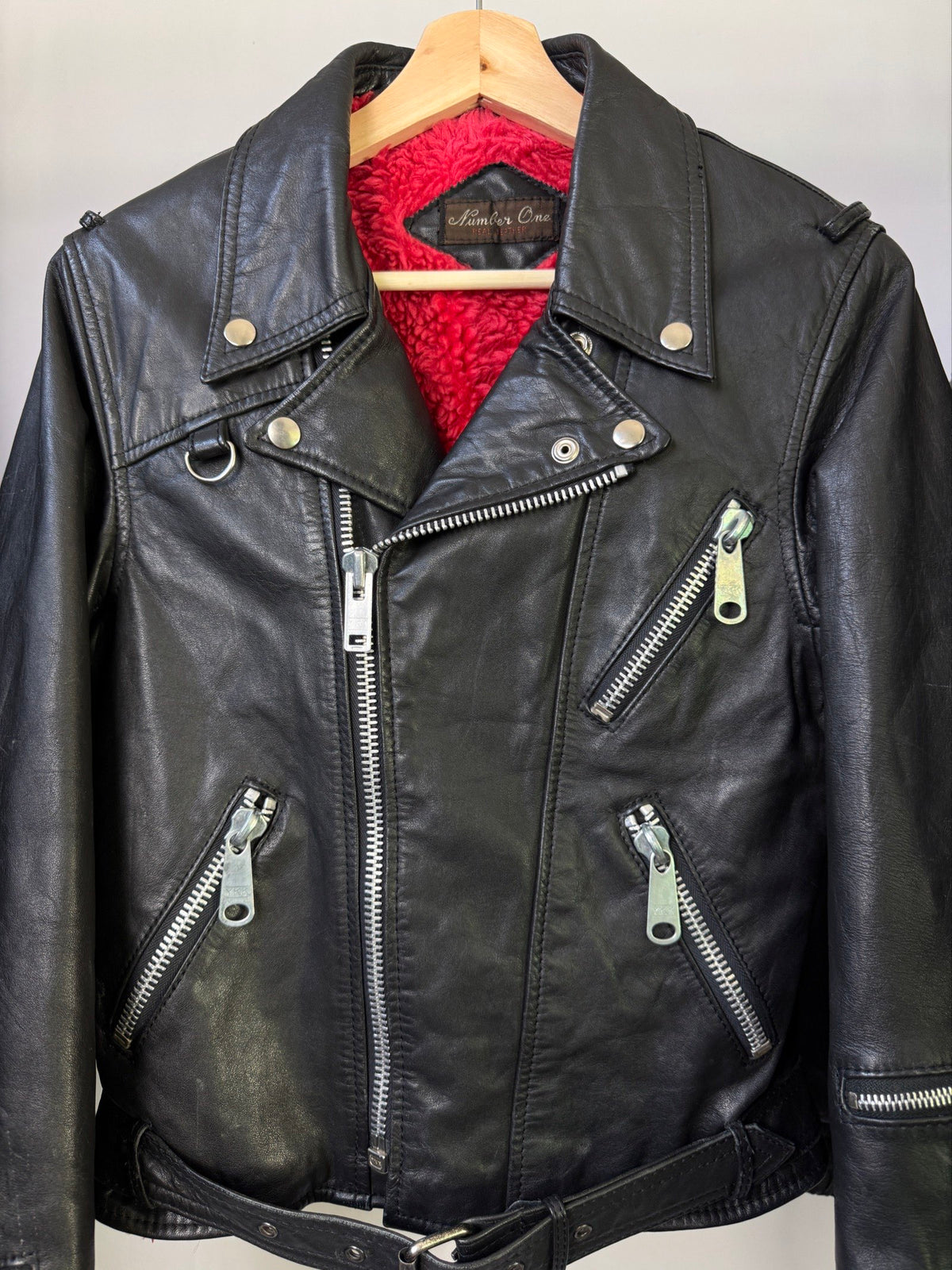 Vintage 1990' black heavy biker leather jacket