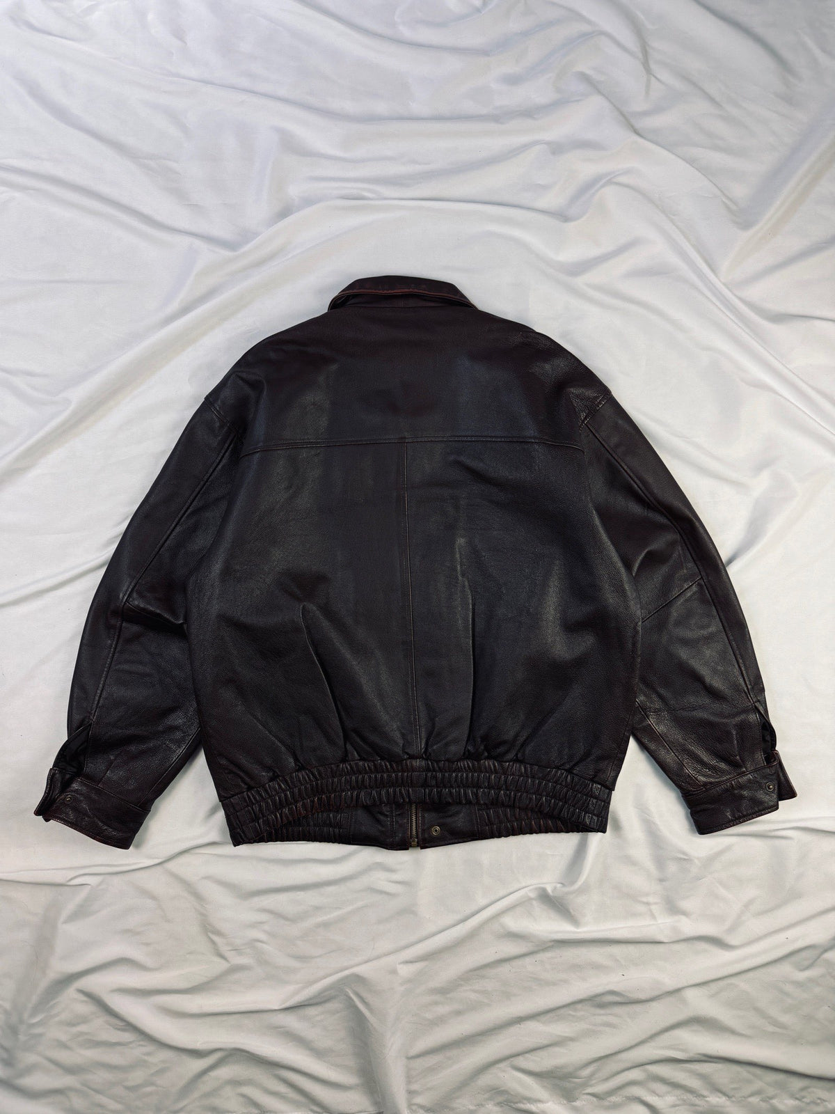 Cherry red heavy bomber leather jacket