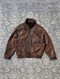 Heavy top grain 90s retro bomber leather jacket patina