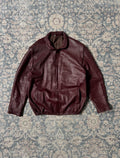 Retro 80s cherry red bomber leather jacket