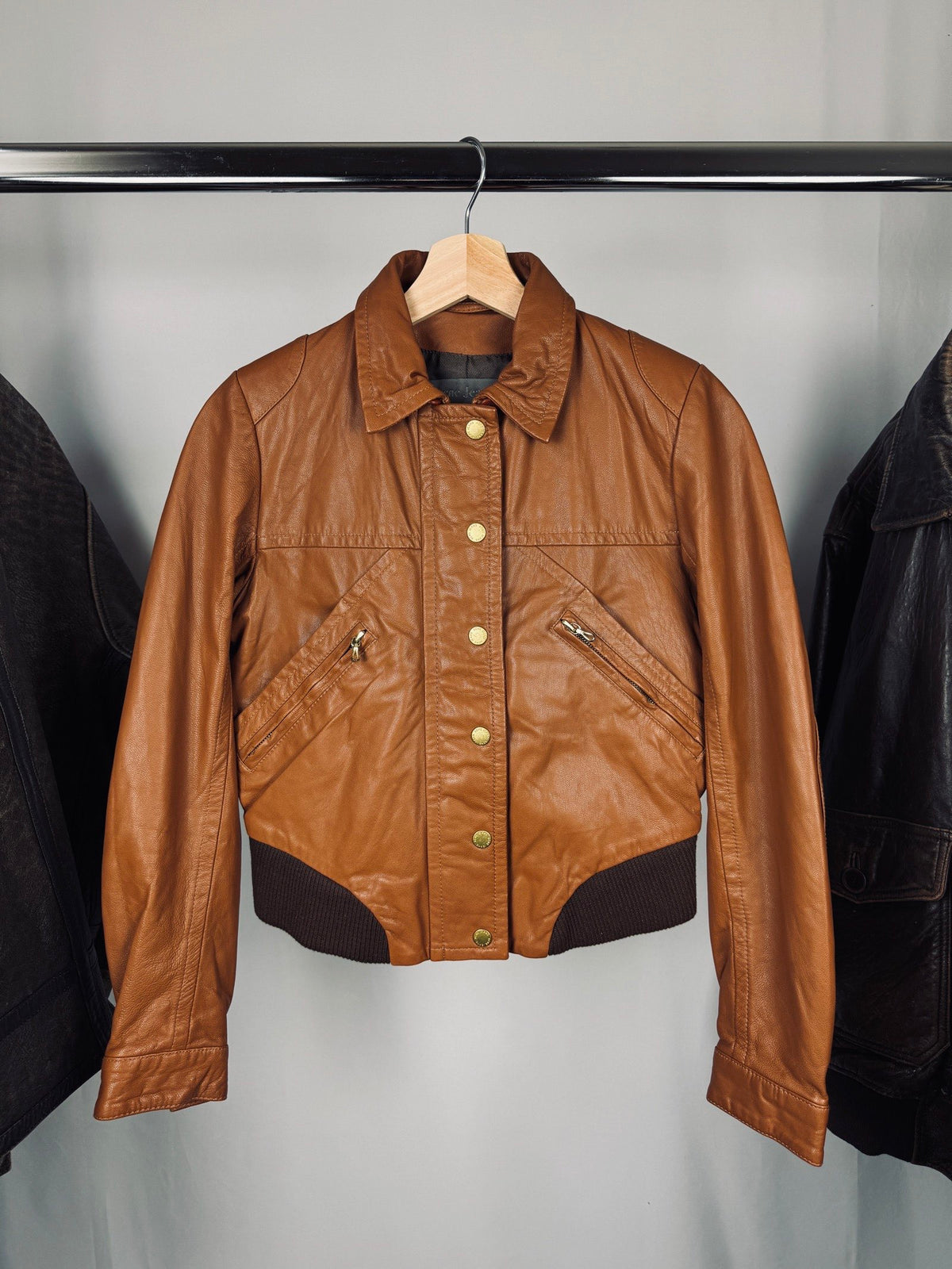 Acne studios bomber brown leather jacket