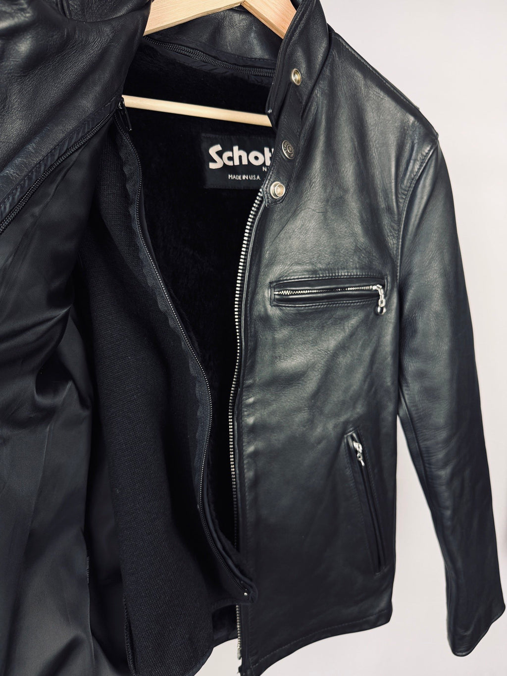 Schott NYC Heavy black café racer jacket
