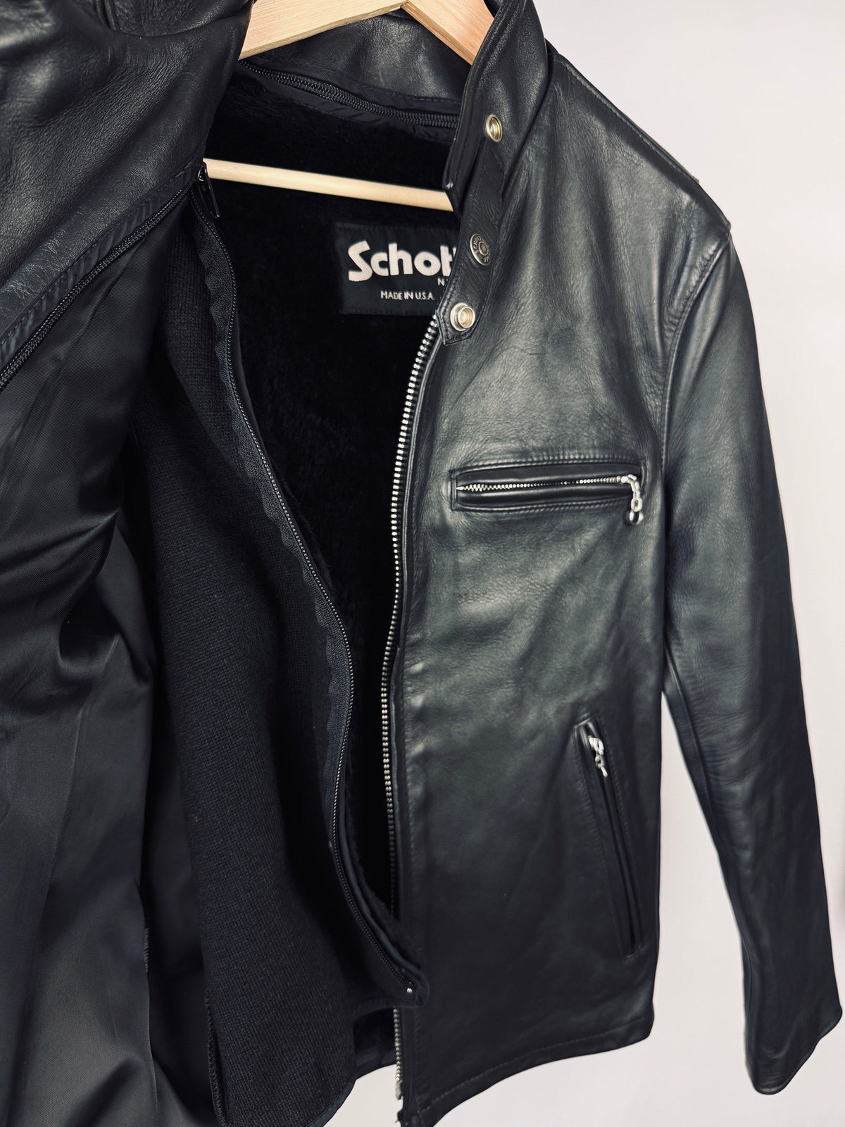 Schott NYC Heavy black café racer jacket