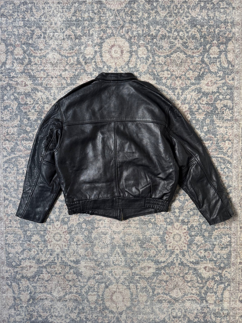 Vintage black A-2 aviator type leather jacket