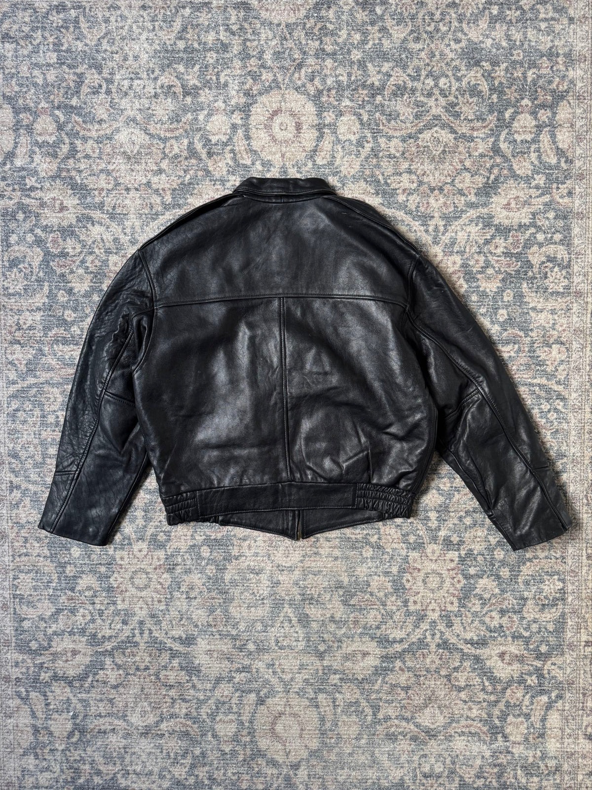 Vintage black A-2 aviator type leather jacket