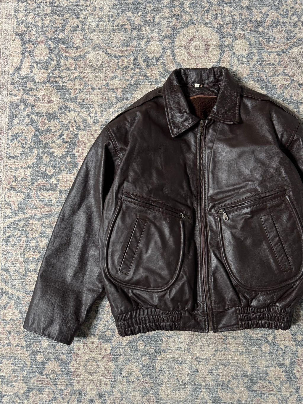 Vitnage aviator cherry red brown leather jacket