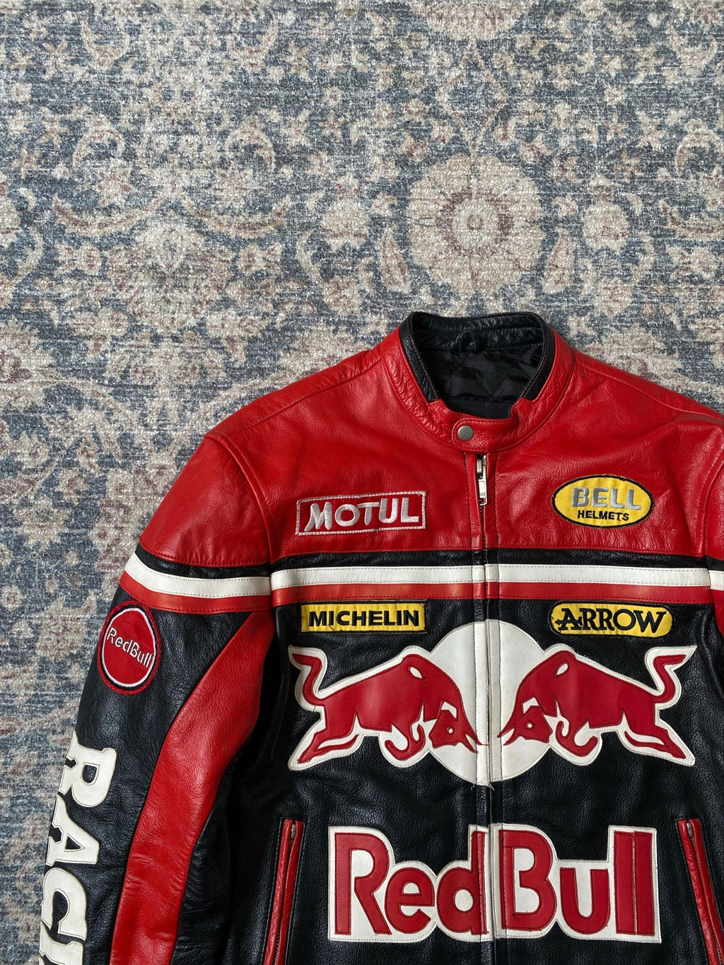 Vintage Red Bull racing biker leather jacket