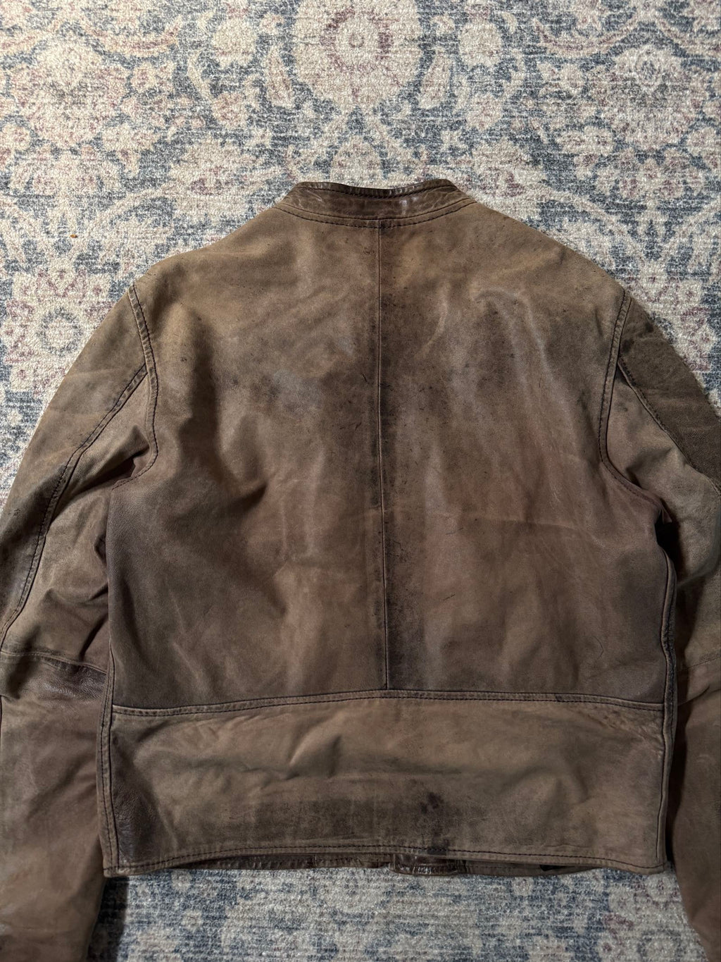 Vintage distressed cafe racer leather jacket