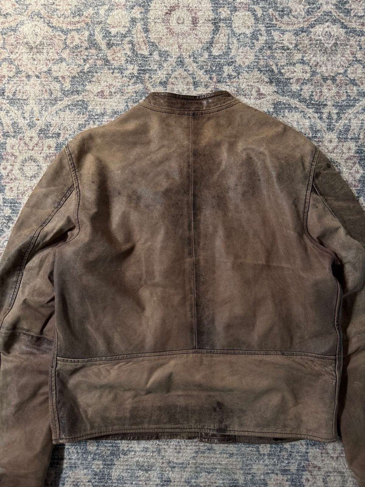 Vintage distressed cafe racer leather jacket