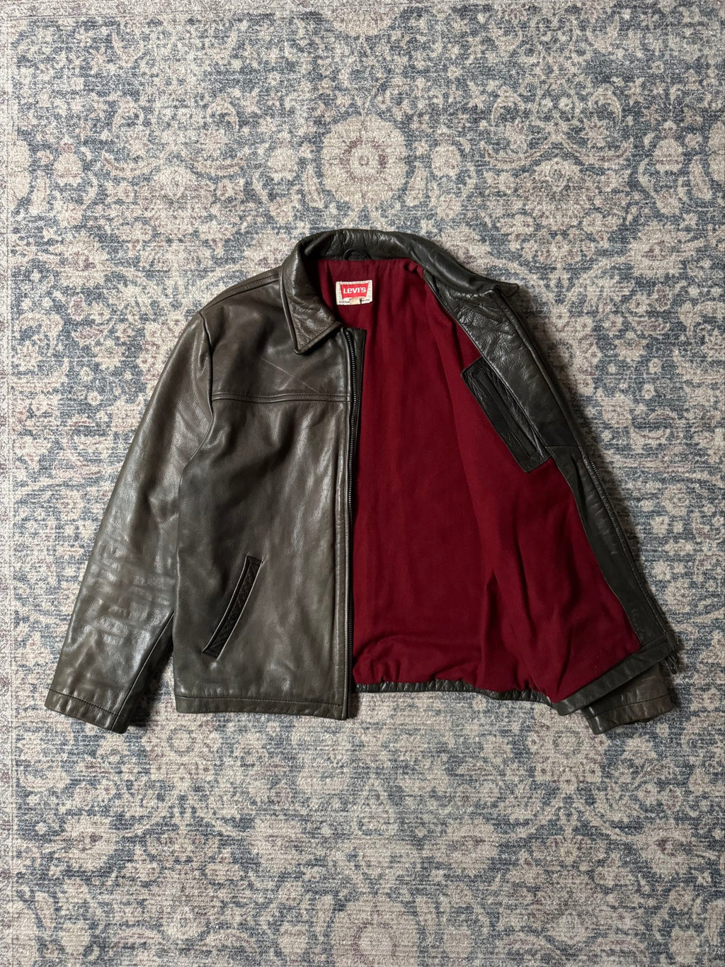 Levis 90s USA grey straight cut leather jacket
