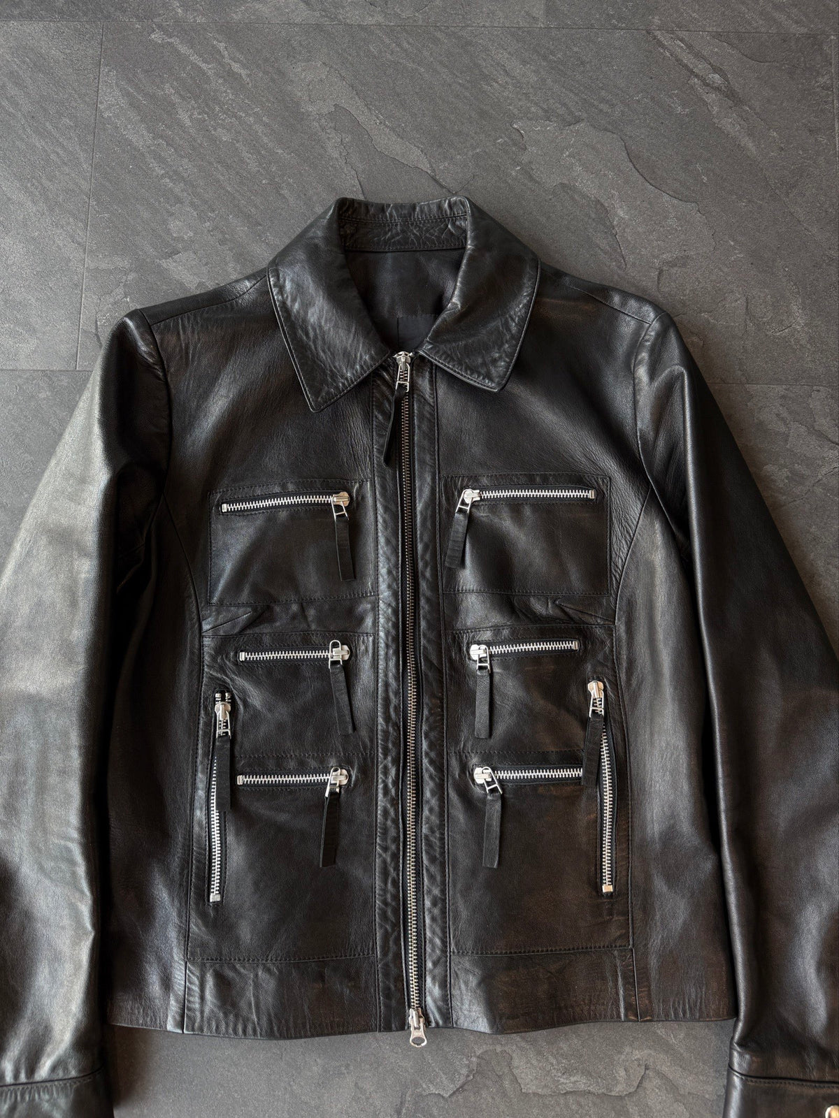 Y2K Multipocket cropped Sheep leather skin cropped jacket