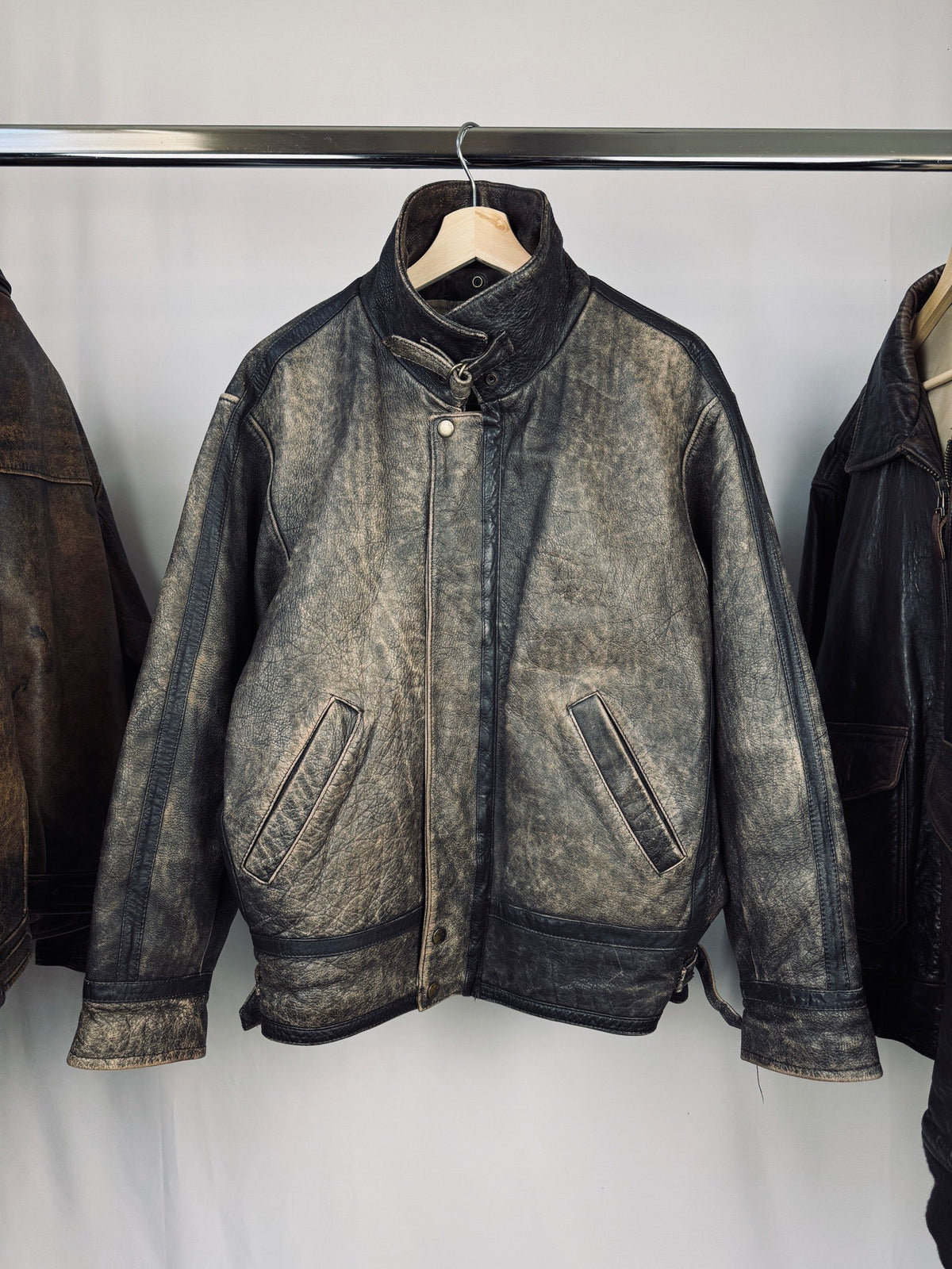 Vintage heavily patina distressed moto jacket