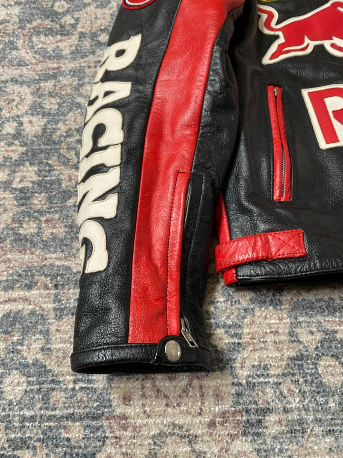 Vintage Red Bull racing biker leather jacket