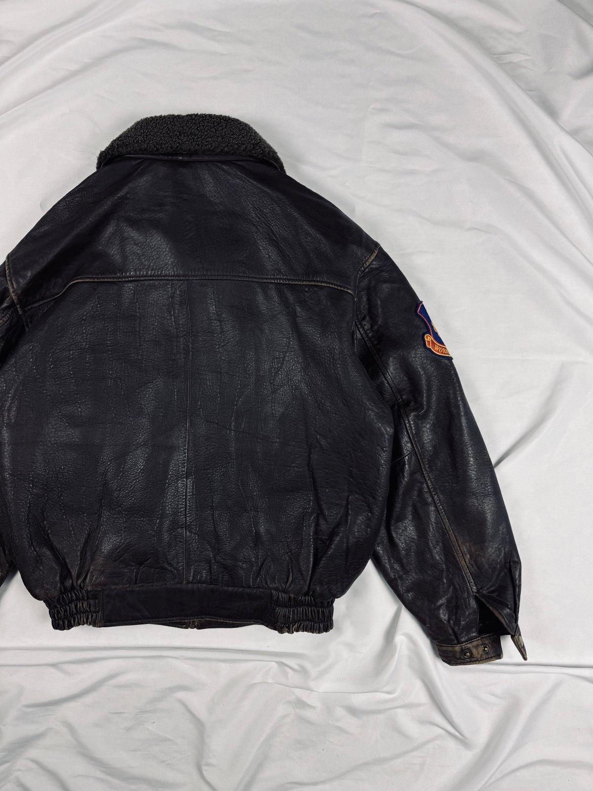 Bomber 00s workwear heavy leather jacket
