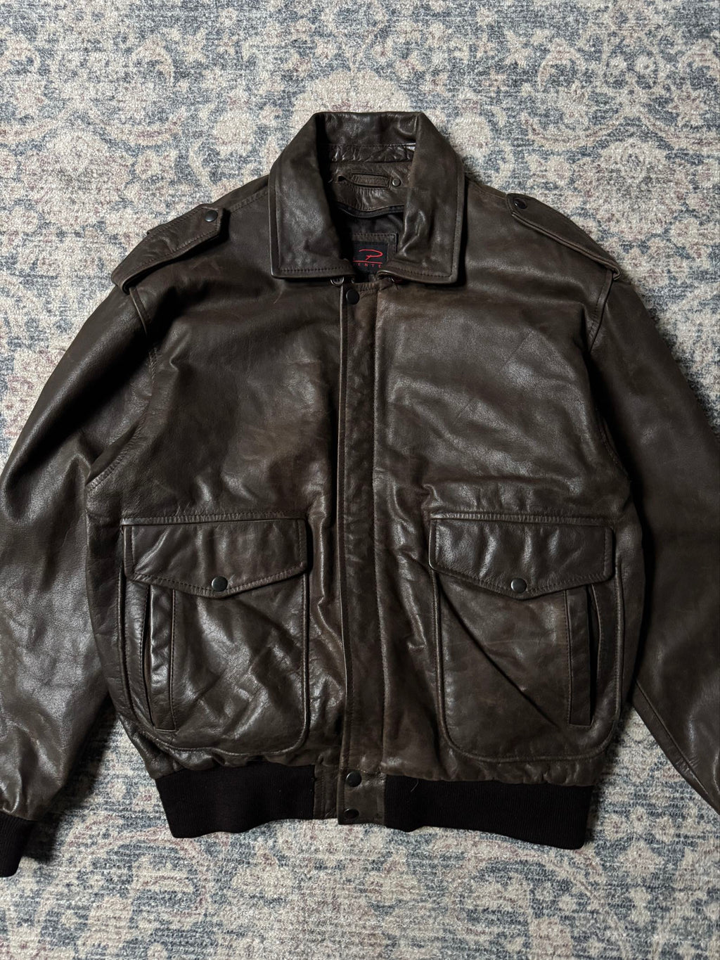 A-2 type brown aviator bomber leather jacket