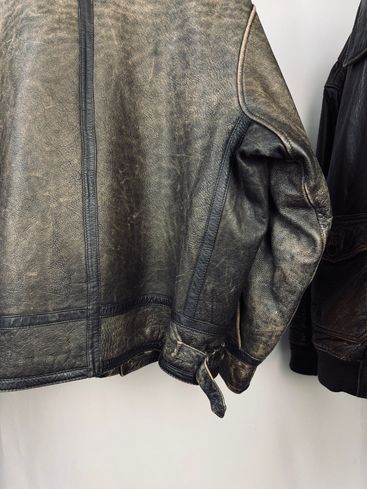 Vintage heavily patina distressed moto jacket