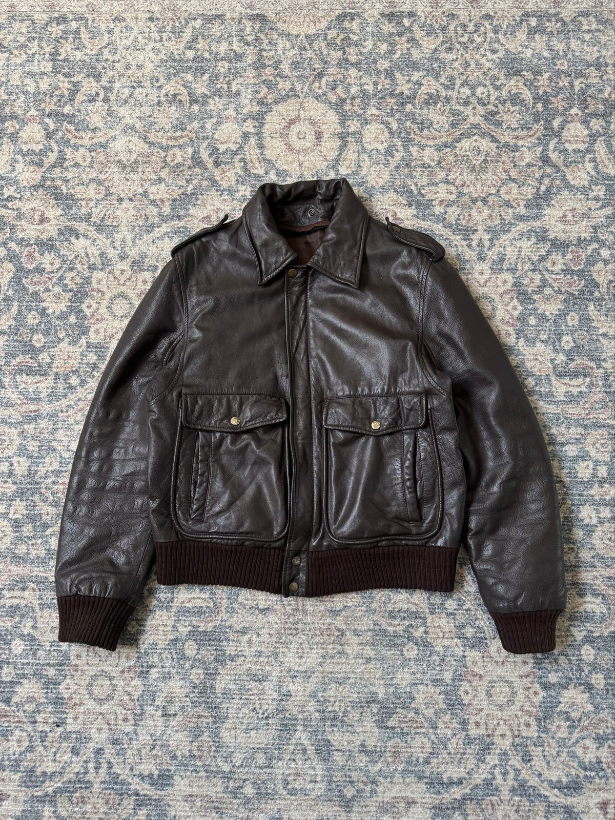Vintage brown A-2 type leather jacket aviator bomber