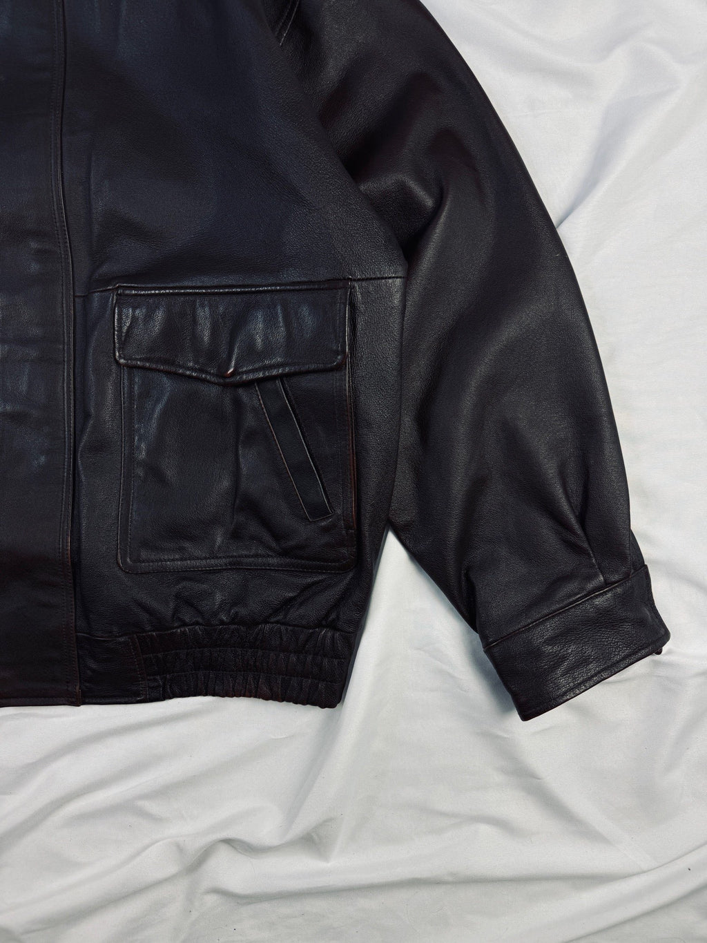 Cherry red heavy bomber leather jacket