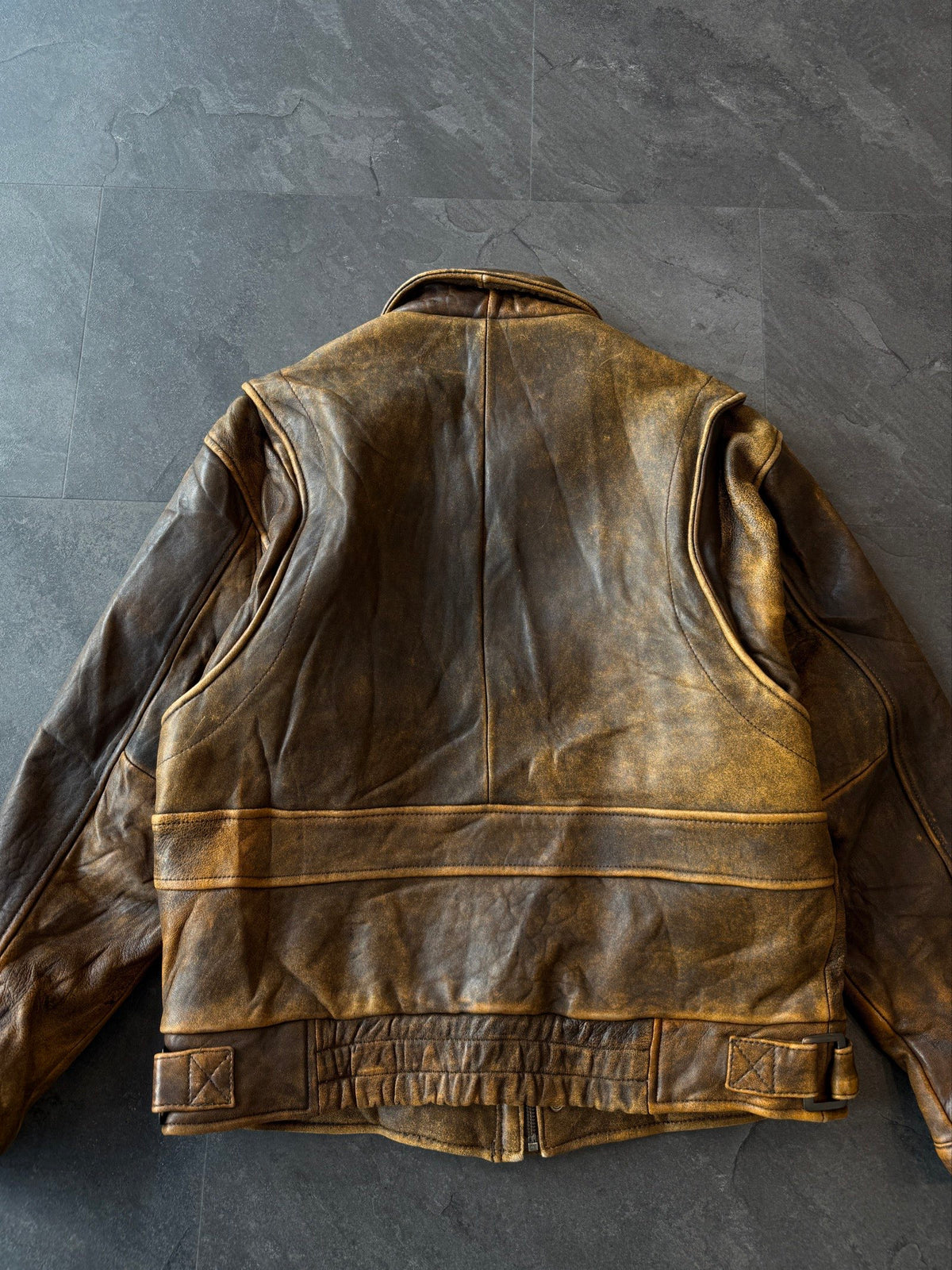 90s Nyse Made in France patina lambs leather jacket