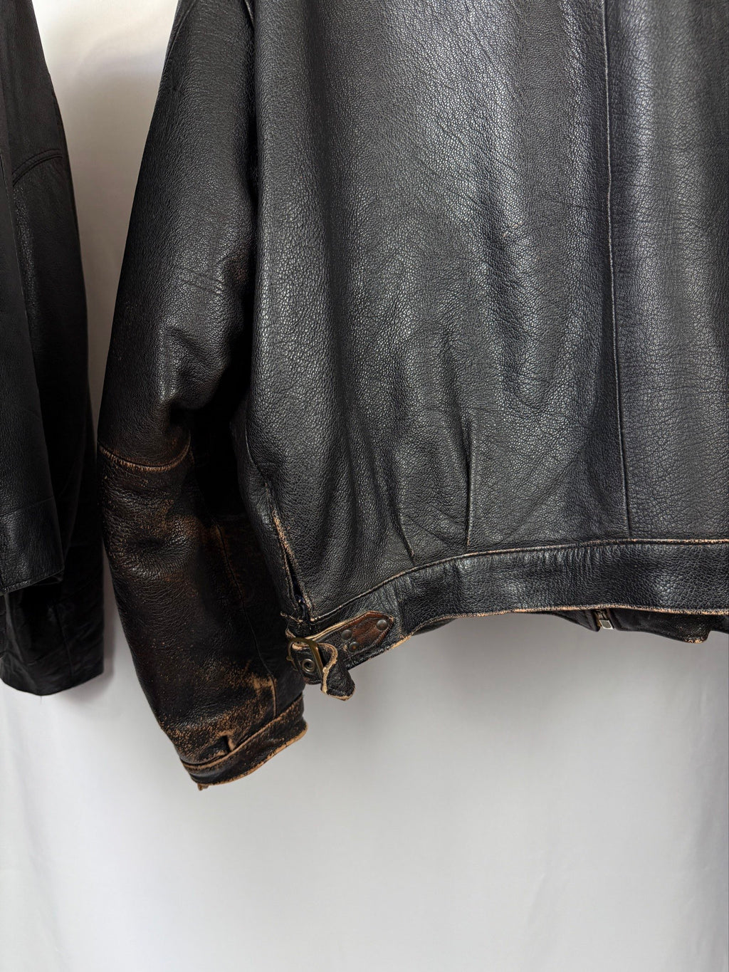 1990' Brown cropped heavy grain leather jacket