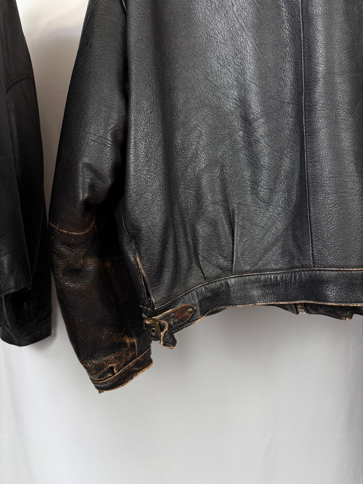 1990' Brown cropped heavy grain leather jacket