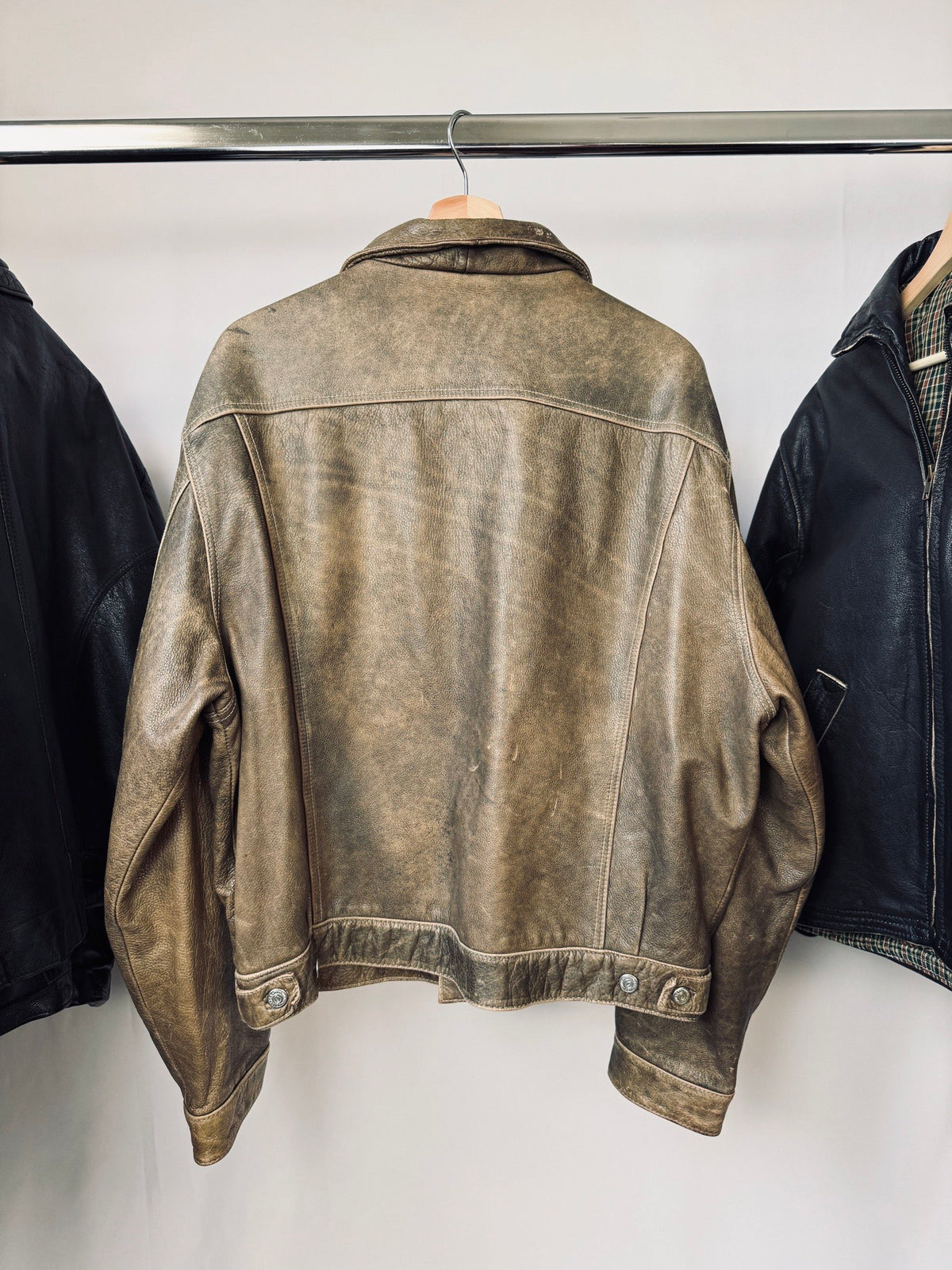 Vintage 90s Heavy Patina Trucker Leather Jacket