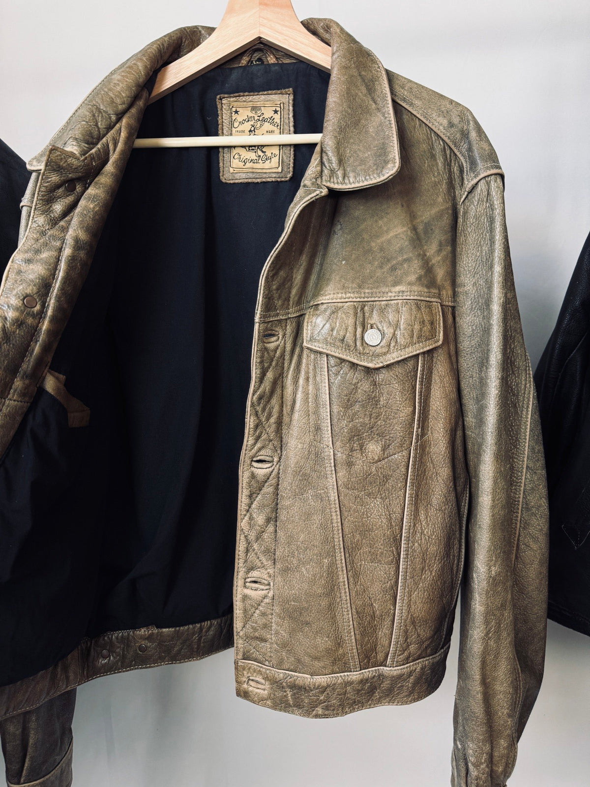 Vintage 90s Heavy Patina Trucker Leather Jacket