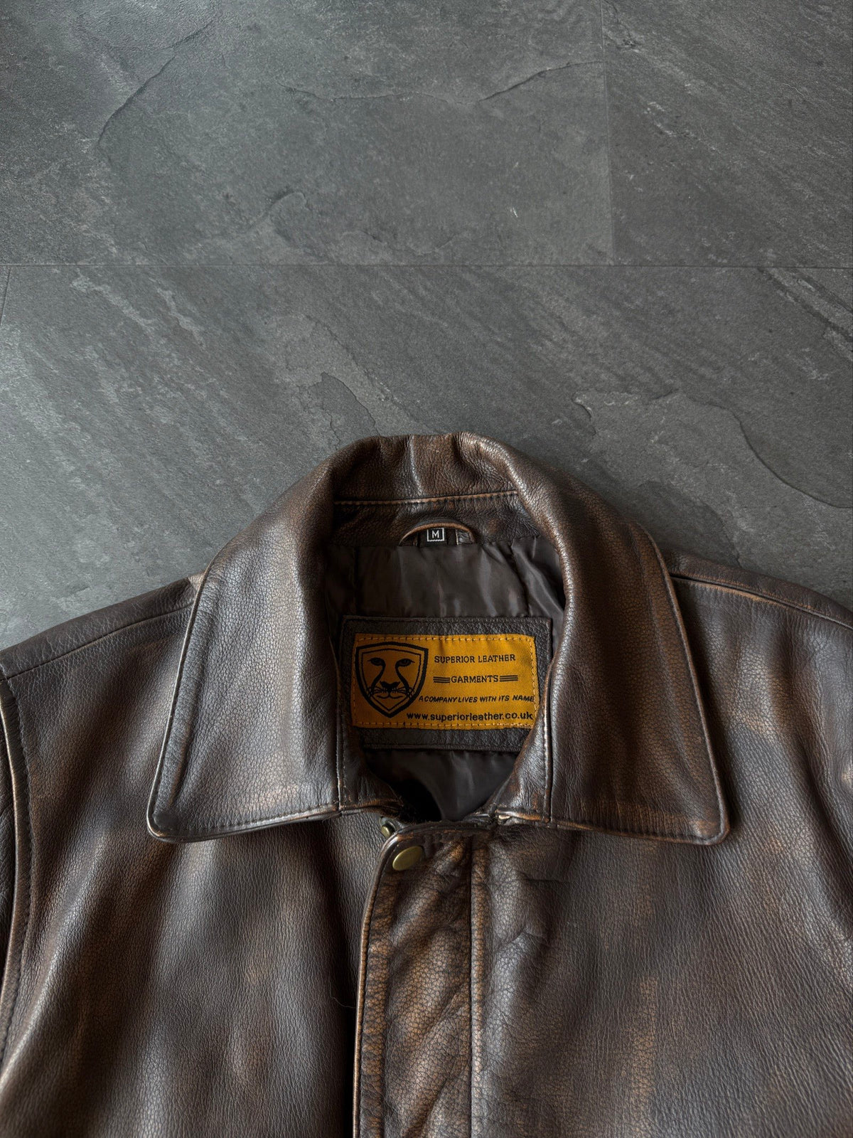 Brown 00s straight cut heavy grain leather jacket cherry red