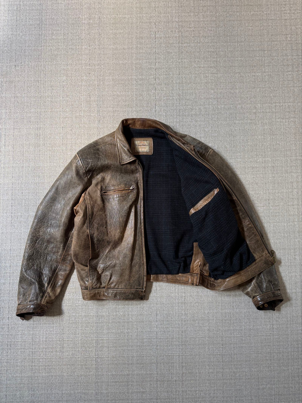 Vintage 80s heavy boxy patina leather jacket