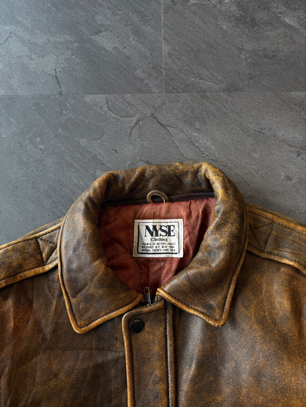 90s Nyse Made in France patina lambs leather jacket
